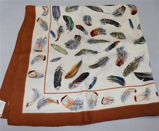 A Hermes Plumes silk scarf